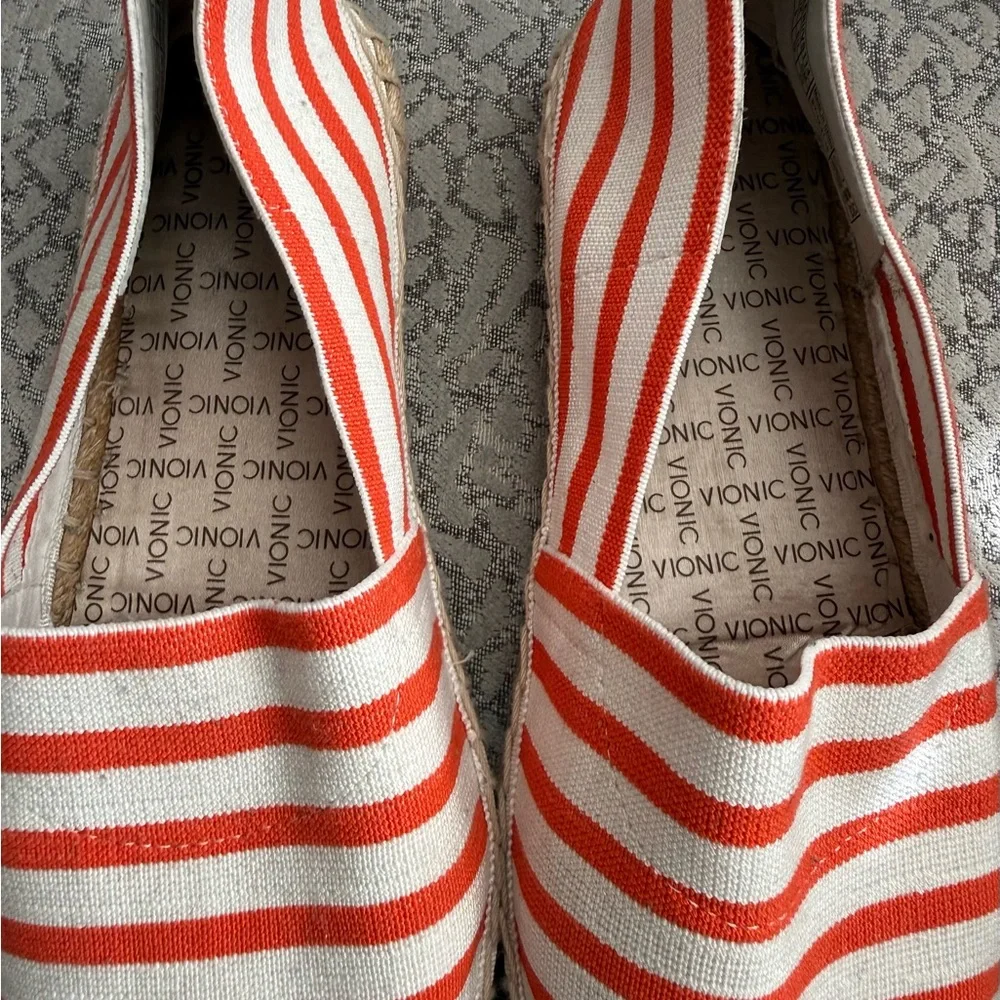 Vionic Orange Stripe Canvas Espadrille Slip-On - 8